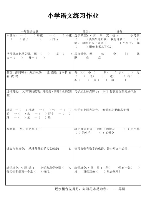 小学一年级语文每日过关训练 (75)