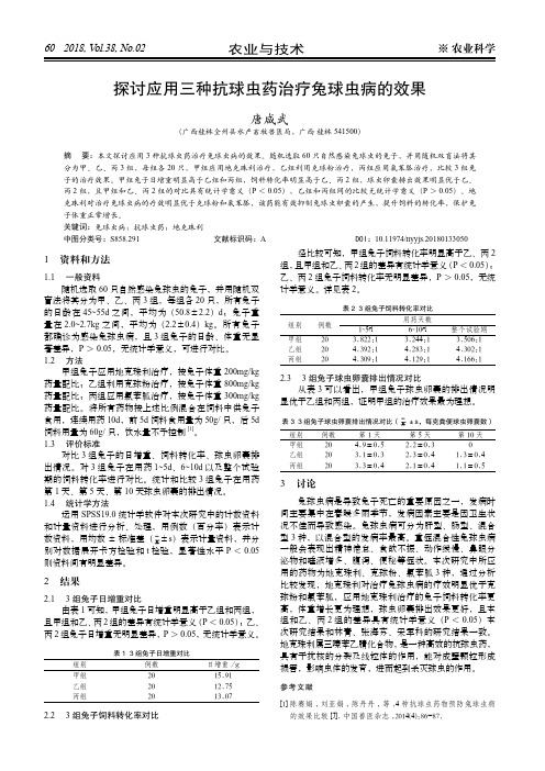 探讨应用三种抗球虫药治疗兔球虫病的效果