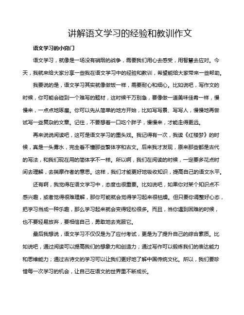 讲解语文学习的经验和教训作文