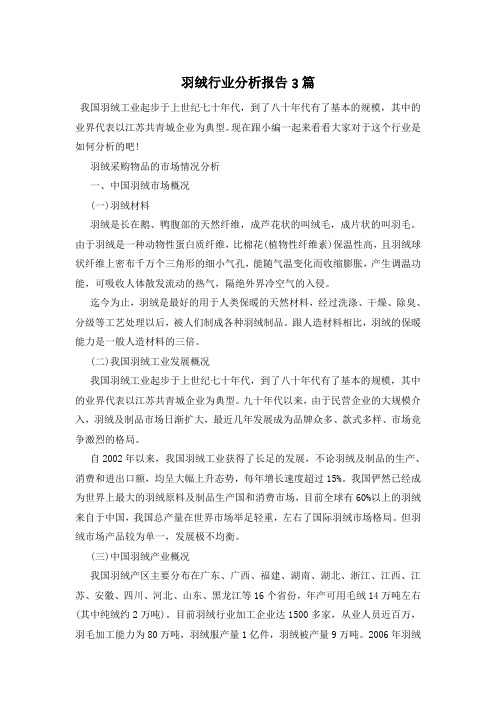 羽绒行业分析报告3篇