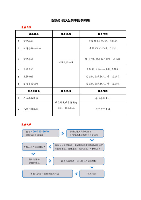 道路救援及车务类服务细则