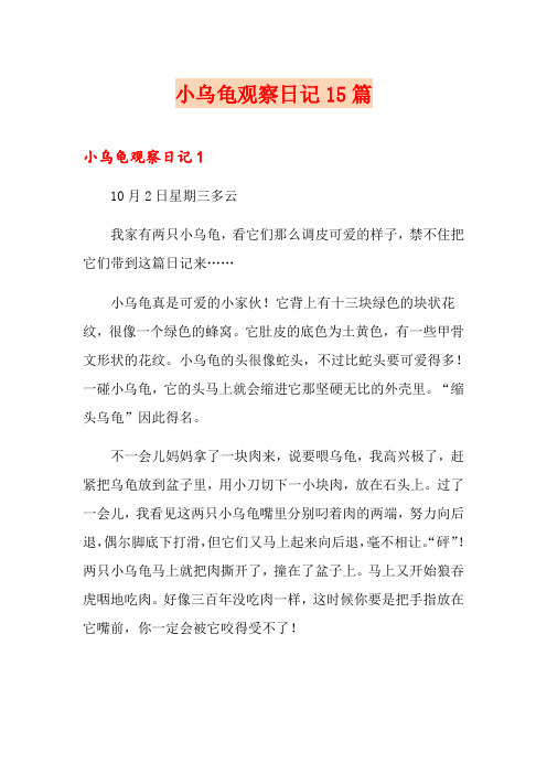 小乌龟观察日记15篇