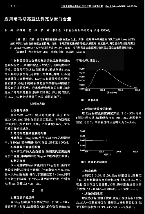 应用考马斯亮蓝法测定总蛋白含量