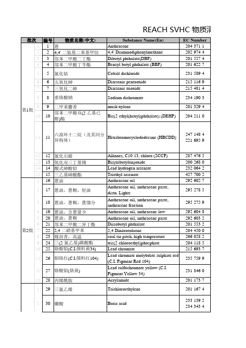 REACH SVHC 物质清单 (144项)  中英文整理完整版