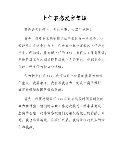 上任表态发言简短