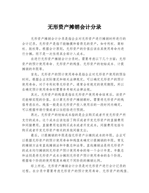 无形资产摊销会计分录