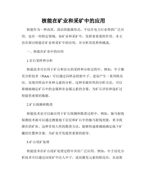 核能在矿业和采矿中的应用