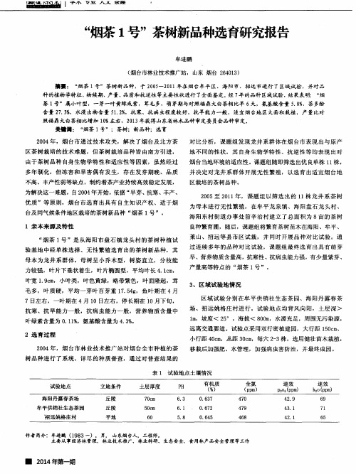 “烟茶1号”茶树新品种选育研究报告