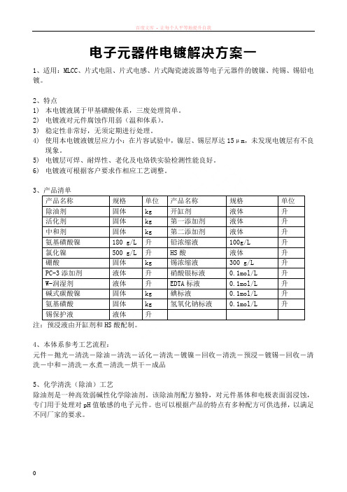 电子元器件电镀解决方案一(锡铅)