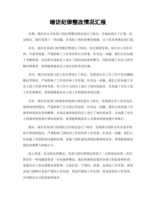 暗访纪律整改情况汇报