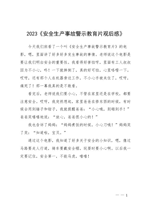 2023《安全生产事故警示教育片观后感》