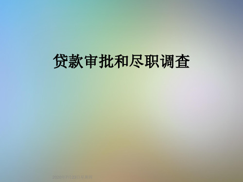贷款审批和尽职调查