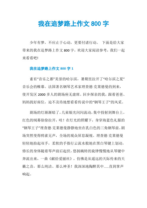 我在追梦路上作文800字