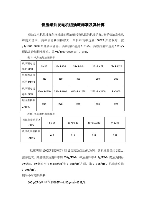 低压柴油发电机组油耗标准及其计算