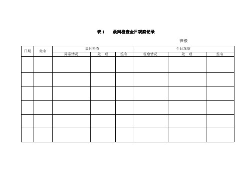 幼儿园卫生保健相关参考表格