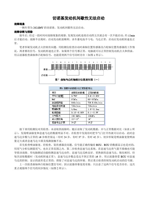 切诺基发动机间歇性无法起动