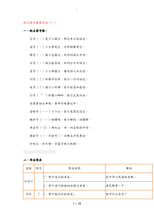 小学生标点符号使用方法大全