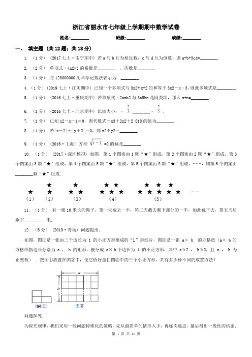 浙江省丽水市七年级上学期期中数学试卷