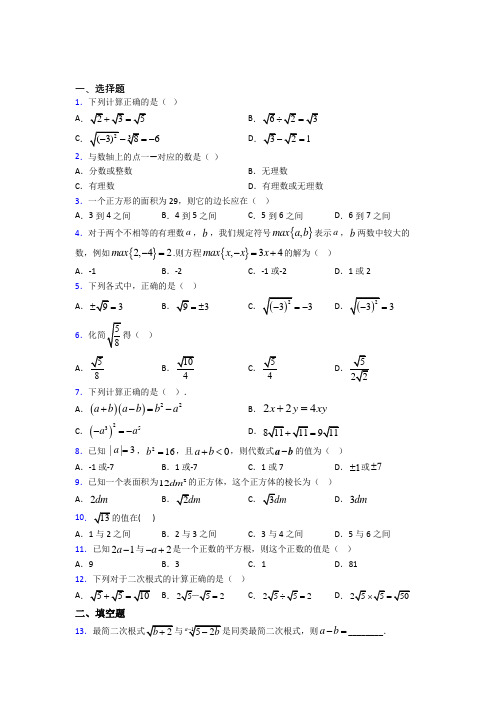 (典型题)初中数学八年级数学上册第二单元《实数》测试题(含答案解析)