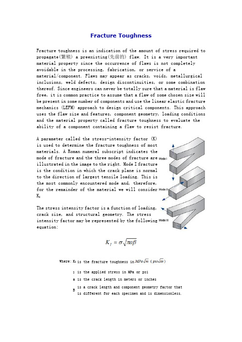 Fracture toughness 断裂韧度