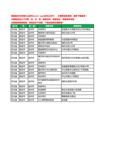 2020新版河北省保定市定州市琴行工商企业公司商家名录名单联系电话号码地址大全20家