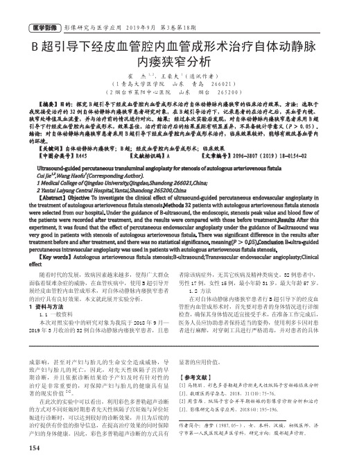 b超引导下经皮血管腔内血管成形术治疗自体动静脉内瘘狭窄分析