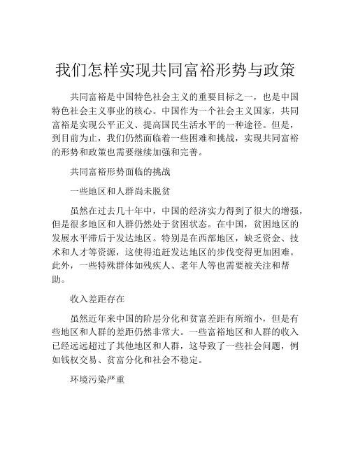 我们怎样实现共同富裕形势与政策