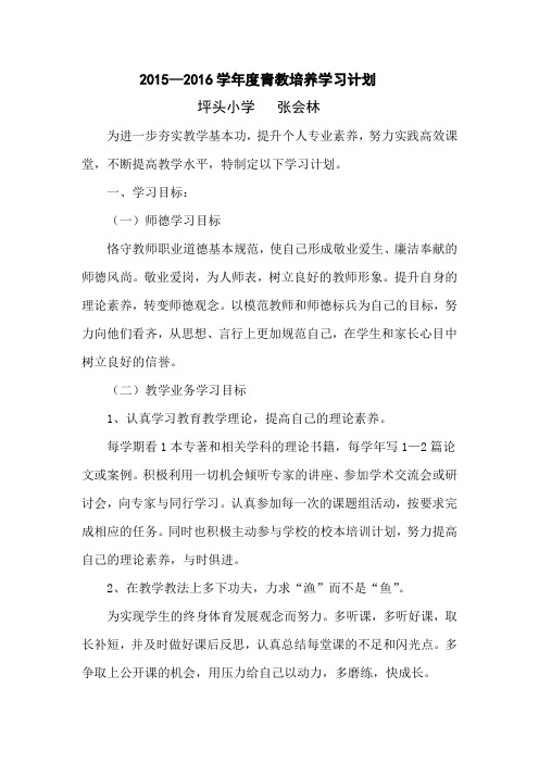 青年教师学习班个人学习计划