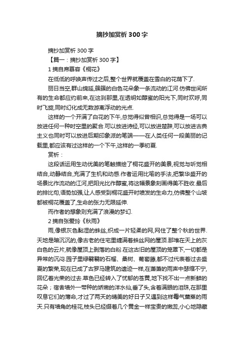 摘抄加赏析300字