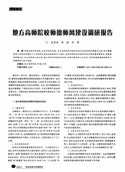 地方高师院校师德师风建设调研报告