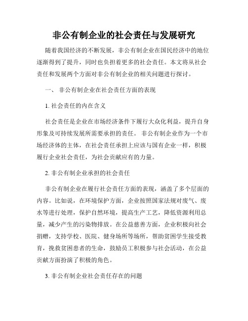 非公有制企业的社会责任与发展研究