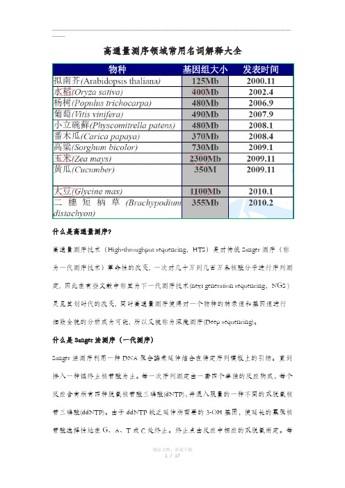 测序常用名词解释整理