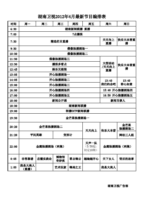 2012年4月最新编排表(3.19)