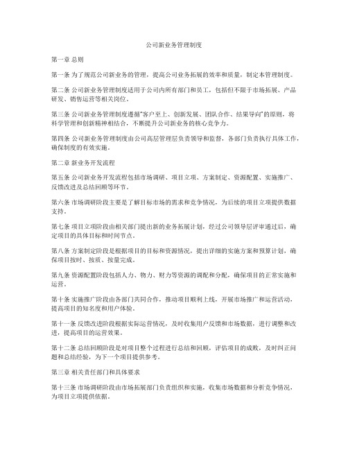 公司新业务管理制度