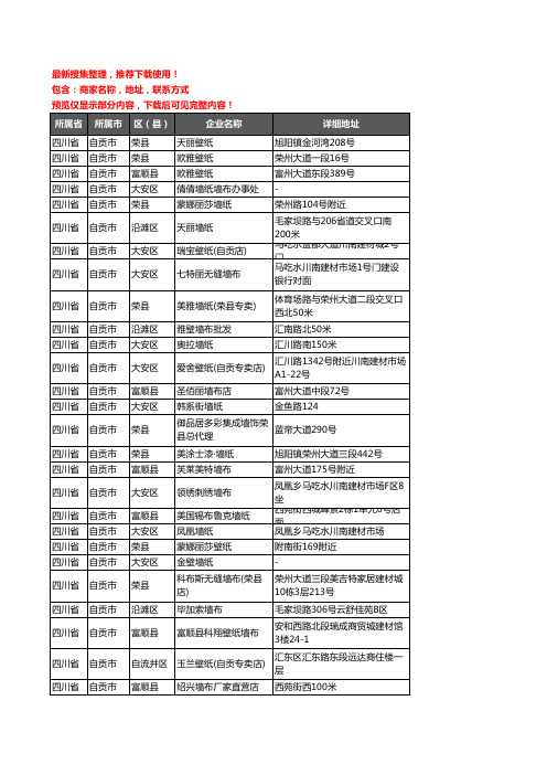 新版四川省自贡市墙布企业公司商家户名录单联系方式地址大全84家