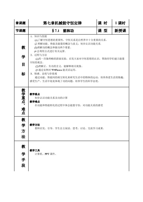 高中物理必修二教案-7.2功3-人教版