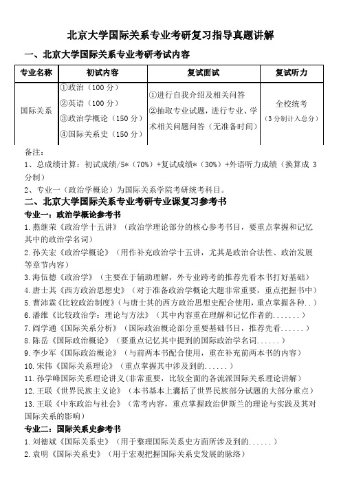 北京大学国际关系专业考研复习指导真题讲解