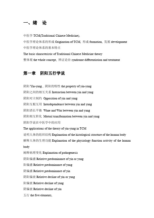 中医学英文词汇对应