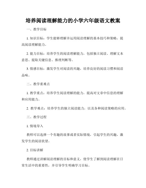 培养阅读理解能力的小学六年级语文教案