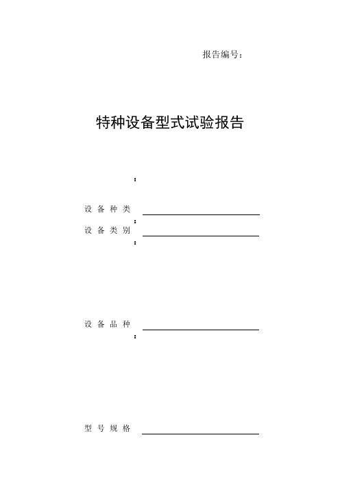 特种设备型式试验报告