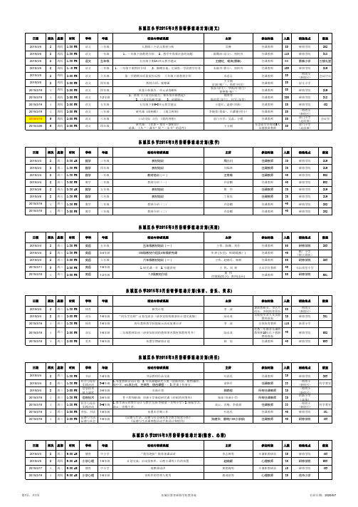 东城区小学2015年3月份研修活动计划(更新文件!)