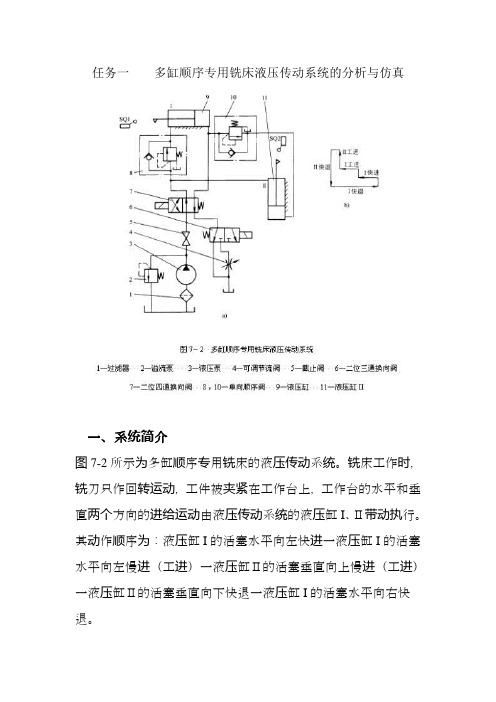 任务一    多缸顺序专用铣床液压传动系统的分析与仿真1