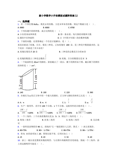 新小学数学小升初模拟试题附答案(1)