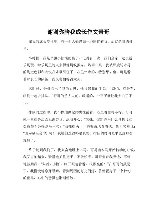 谢谢你陪我成长作文哥哥