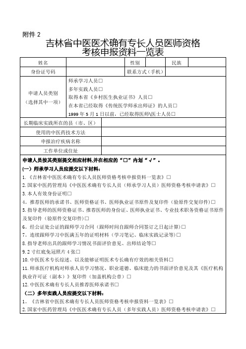 吉林省中医医术确有专长人员医师资格考核申报-...---吉林省中医药管理局