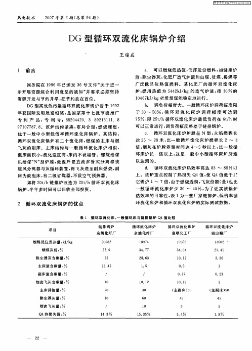 DG型循环双流化床锅炉介绍