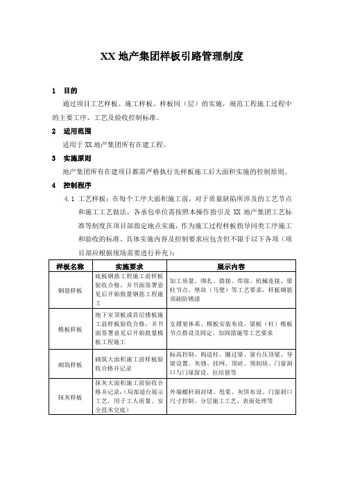 XX地产集团样板引路管理制度