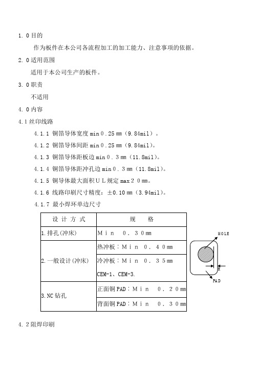 单双面板设计与制程能力规范