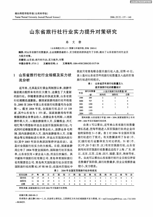 山东省旅行社行业实力提升对策研究