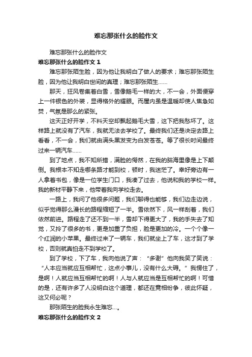 难忘那张什么的脸作文